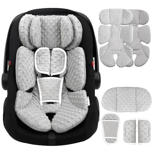 Infant Car Seat Insert with Adjustable Head Support, Dots Gray