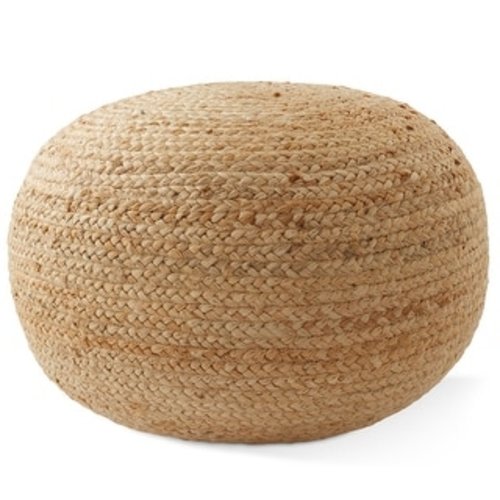 HandBraided Natural Jute Pouf Ottoman 19 Round x 1012 High Woven