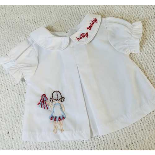 Hand Embroidered Ole Miss "Hotty Toddy" Diaper Shirt