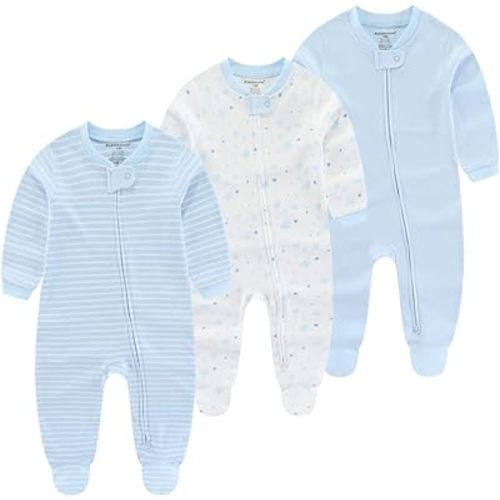 Kiddiezoom Baby Cotton Footed One-Piece Romper Multiple color combinations Jumpsuit Set For Newborn baby Pajamas