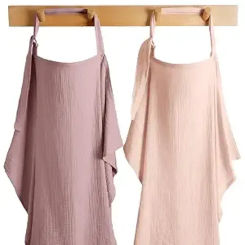 Comfy Cubs Muslin Nursing Cover Pack of 2, 100% Cotton Muslin Breastfeeding Cover for Moms, Soft & Breathable Baby Nursing Scarf, Adjustable Neck Strap - Privacy Coverage - Blush and Mauve