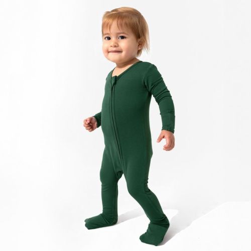 Bellabu Bear Baby Pine Green Bamboo Convertible Footie