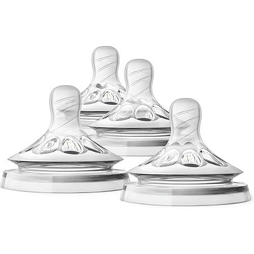 Philips Avent Natural Baby Bottle Slow Flow Nipple, 1M+, 4pk, Flow 2,
