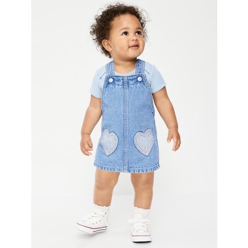 Printed Denim Skirtall Dress for Baby