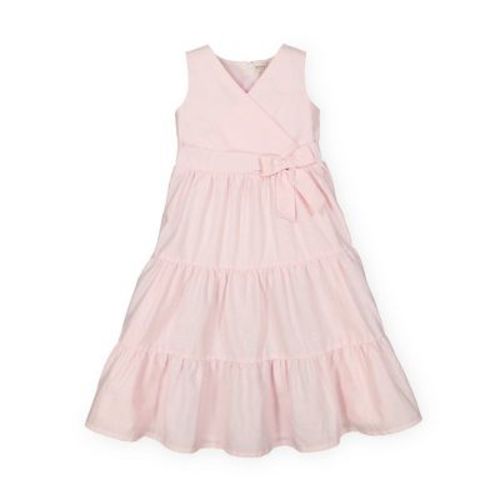 Hope & Henry Girls' Tiered Wrap Dress (Pale Pink Linen, 6-12 Months)