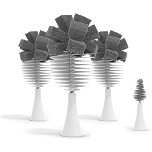 Nanobebe Baby Bottle Cleaner Replacement Heads - for E-Brush Electric Rechargeable Bottle Cleaning Brush and Flexy Brush in Gift Sets, for Baby Accessories, Pacifiers, and Sippy Cups - 4pk, Grey