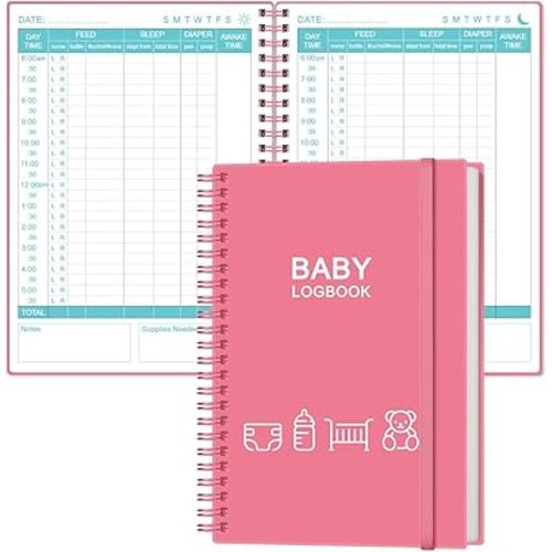 Heveboik Baby's Daily Log Book - A5 Baby's Tracking for Newborns, Fill Pages to Track and Monitor Your Newborn Baby's Schedule,Pink
