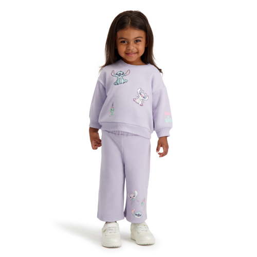 Stitch & Angel Baby Girl 2 Piece Embroidered Sweat Set, Sizes 0-24 Months