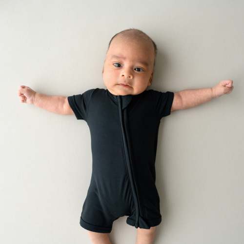 Zippered Shortall Romper in Midnight | Kyte Baby