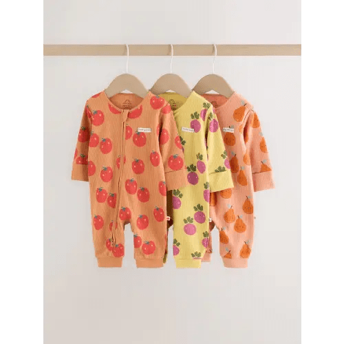 Buy Bright Fruits Two Way Zip Baby Sleepsuits 3 Pack (0-3yrs) from Next Australia