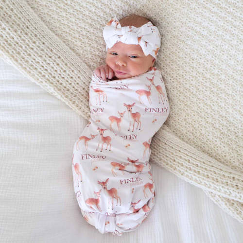 Friendly Fawns Personalized Swaddle Blanket
