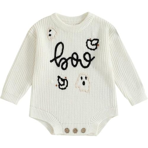 FYBITBO Baby Girl Boy Sweater Knit Oversized Pullover Sweatshirt Romper Onesie Warm Fall Winter Clothes Outfit Newborn