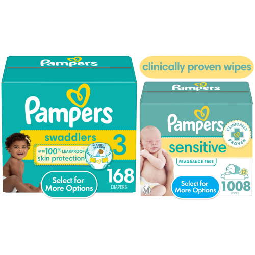 Pampers Swaddlers/Sensitive Wipes Bundles Size 3