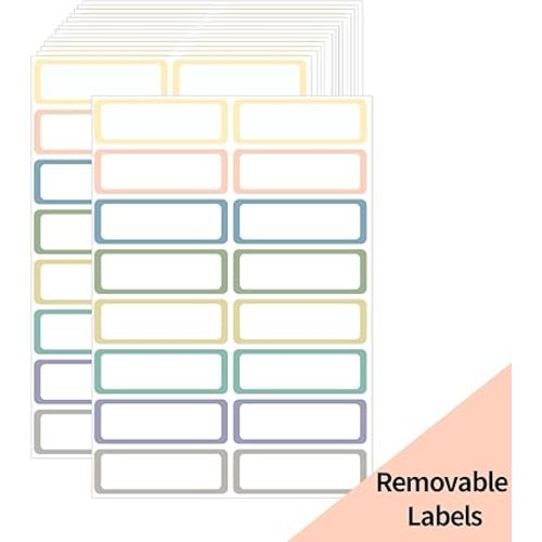 STARLIBOO Removable Labels, Removable Colored Labels Stickers, Self-Adhesive Rectangular Stickers Water/Oil/Tear Resistant for Food Containers/Classroom/Storage (8 Colors, 240 Labels)