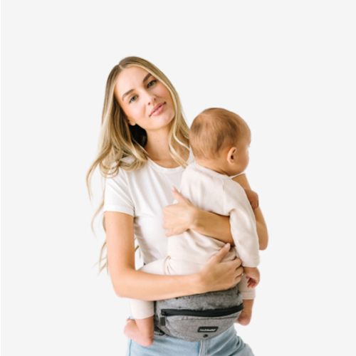 Tushbaby The Original Safety-Certified Hip Carrier for Babies & Toddlers: Machine Washable Child Waist Seat with Pocket Storage, As Seen on Shark Tank (23”-44” Waist, 0-3 yrs up to 45lbs) – Grey