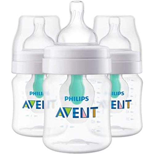 Philips AVENT SCF400/34 Anti-Colic Bottle with Insert 4oz 3pk, Clear