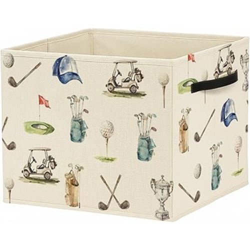 Golf Gifts Storage Bin Box with Handles, Gifts for Golfer Golf Lovers Foldable Baskets Organizer for Bedroom Bathroom Home Sports Room Clothes Toys Books, Toybox for Boys Girls