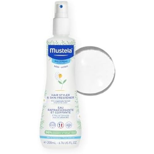 Mustela Baby Hair Styler & Skin Freshener - with Natural Avocado & Chamomile Water - Vegan & Hypoallergenic - 6.76 fl. oz.