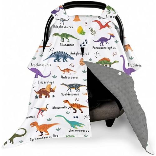 Dinosaur Baby Car Seat Cover, Carseat Covers for Baby Boy, Baby Carseat Canopy Nursing Covers for Mom Shower Gifts