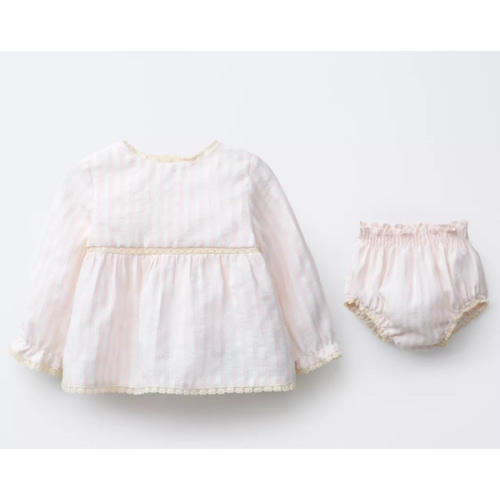 SEERSUCKER STRIPED LACE SHIRT AND SHORTS SET - Pale pink | ZARA United States