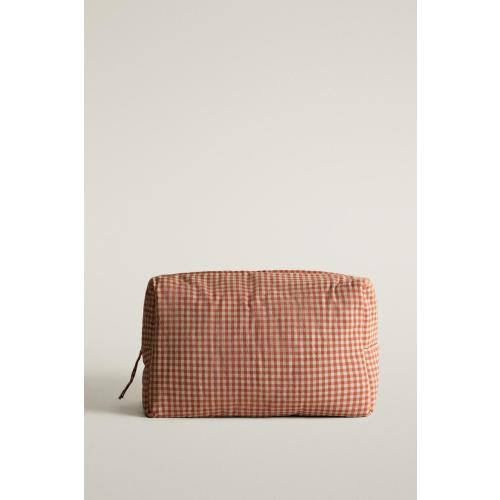 BABY GINGHAM COTTON MAKEUP BAG - Dark orange | ZARA United States