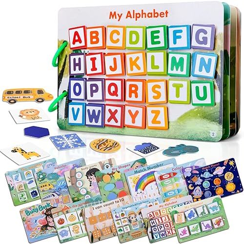 NAHSHON Small Montessori Busy Book for Toddlers 2-5, 12 Themes Preschool Learning Activities Educational Sorting Toys for Kids 3 Year Old, Autism Sensory Fine Motor Matching Games for Toddlers