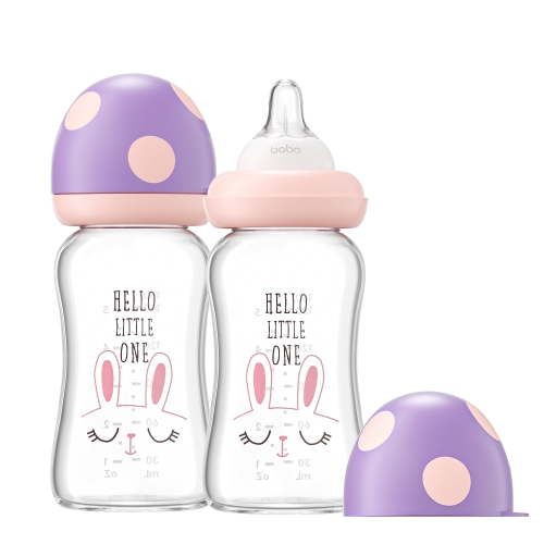 YOHKOH Mushroom Cap Bottle,Wide Bore,6 oz/160 ml,for Small Baby,Purple,2pc