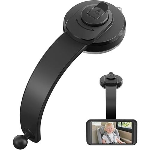 Babyvue Baby Car Camera Mount, Suction Cup with 17mm Ball Head, 9.24" Flexible Bendable Arm, 360° Rotation Holder for Dashboard