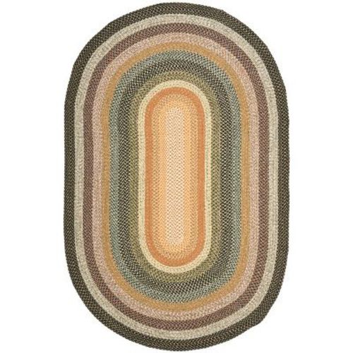 Braided BRD308 Machine Washable UV & Stain Resistant Non-Shedding Hand Woven Indoor/Outdoor Area Rug - Multi - 8'x10' Oval - Safavieh