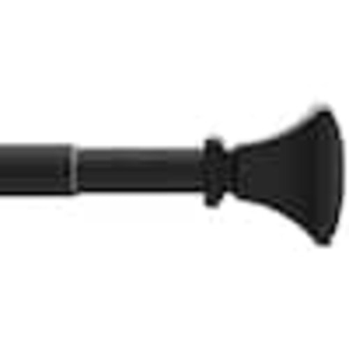 Home Decorators Collection 36 in. - 72 in. Telescoping 1 in. Single Curtain Rod Kit in Matte Black with Urn Square Finials UMB72F1607K04