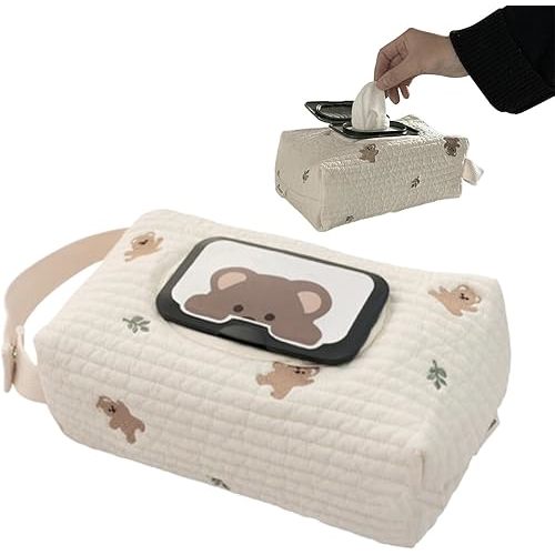 Travel Wipes Case - Portable Baby Wipe Dispenser and Tissue Holder | Reusable Lightweight Moist Towels Pouch, Travelling Diaper Bag Organizer for Outdoor Camping Walking and Bathroom Use