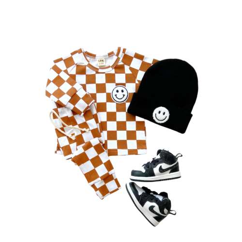 Checkered Smiley Lounge Set | Copper