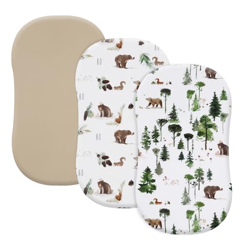 david's kids 3 Pack Bassinet Sheets, Ultra Soft Breathable Comfortable Baby Sheet Set for Boys Girls Neutral, Univeral Fit for Most Cradle and Bassinet Mattress, Woodland Animals