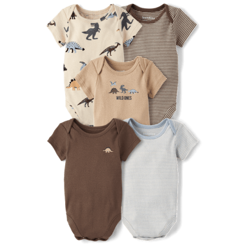 Baby Boys Dino Bodysuit 5-Pack - Cream