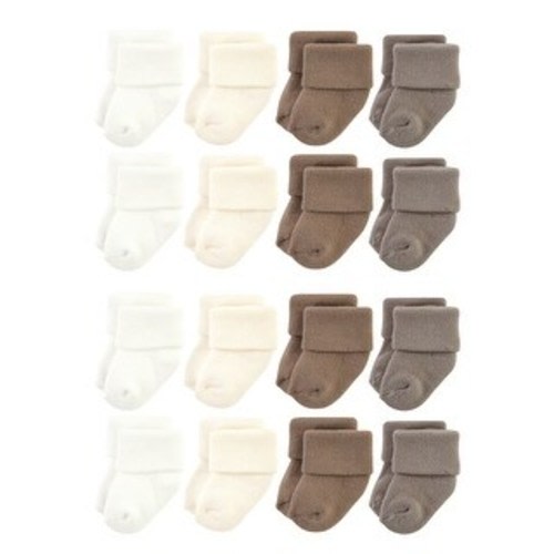 Hudson Baby Cotton Rich Baby Terry Socks 16-Pack, Solid Beige Brown