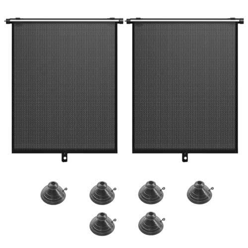 2PCS 18"×14" Car Side Window Sun Shade for Baby/Kids, Black | Retractable Roller Car Window Shade with Suction Cups, Block Heat & UV Rays Glare Protection, Baby Travel Accessories for Car