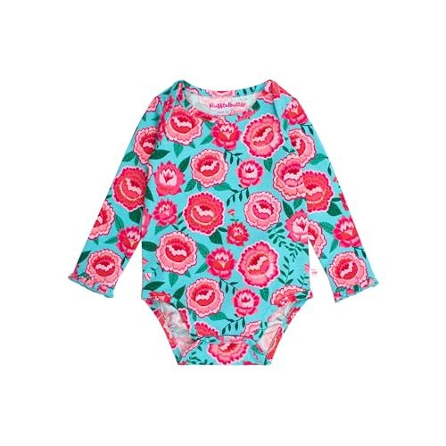 RuffleButts Baby/Toddler Girls Knit Long Sleeve Ruffle Layering Bodysuit with Snaps