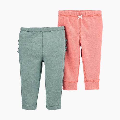 Carter's Pant (2 Pack) - Peach/Dusty Teal Ruffle, 6M