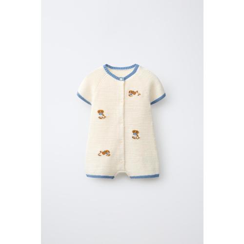 DOG PRINT KNIT SHORT JUMPSUIT - Ecru | ZARA United States