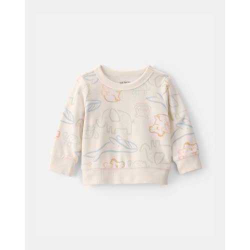 Baby Animal Friends Terry Pullover Sweatshirt - Cream