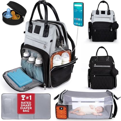 Award-Winning Baby Diaper Bag Backpack with Changing Station –Large Multifunction Waterproof Diaper Bag, Warm Bottle Pockets, Travel Baby Organizer Mom & Dad, Newborn Baby Essentials, Newborn Gift
