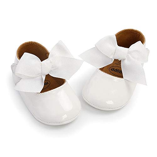 Baby Girls Mary Jane Flats with Bowknot Floral Princess Wedding Dress Shoes Soft Newborn Infant Crib First Walkers Prewalker