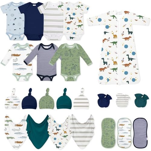 TotAha Newborn Clothes Gift Set, 23-Piece Soft Baby Layette Essentials, Unisex Outfit Sets for Baby Shower, First Days