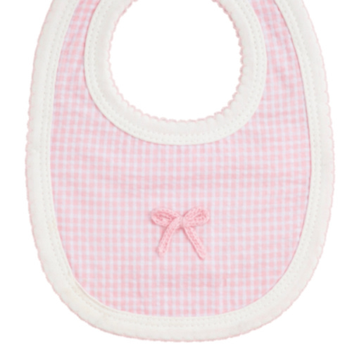 Gingham Crochet Bow Bib | Fashionable Baby Bib | Mud Pie