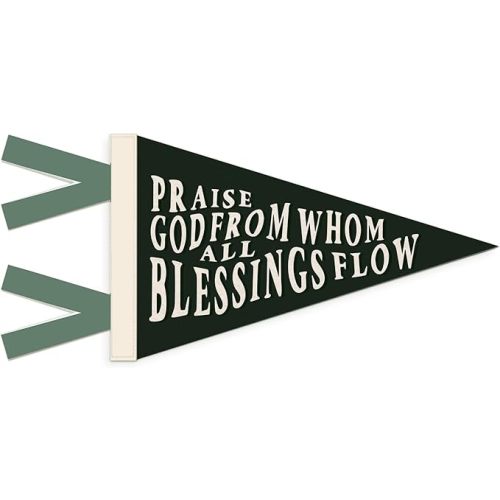 Christian Nursery Decor, Bible Verse Praise God from Whom All Blessings Flow Wall Pennant Flag Felt Banner, Religious Wall Hanging Decor for Kids Boy Girl Nursery Room Bedroom Playroom