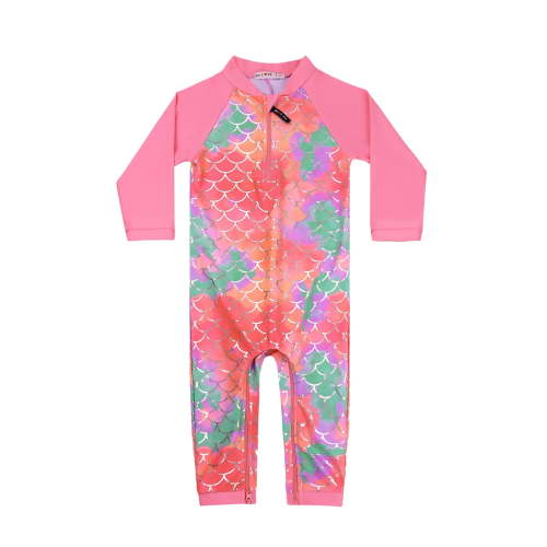 weVSwe Toddler Swimwear, 0-3 Years, UPF 50+ Sun Protection, Zipper Closure, Ocean Scale Pattern, Ideal for Swimming & Beach Activities