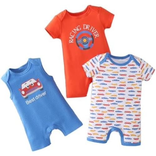 YOURDIARY Baby Boy Rompers Short Sleeve Cotton Toddler Rompers Graphic Print Baby Clothes One-Piece Outfit