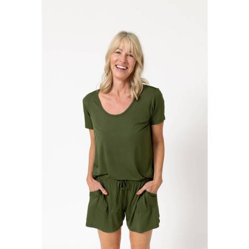 Green Drier Nights Sleep Tee & Short with Pockets Set – piper & mint