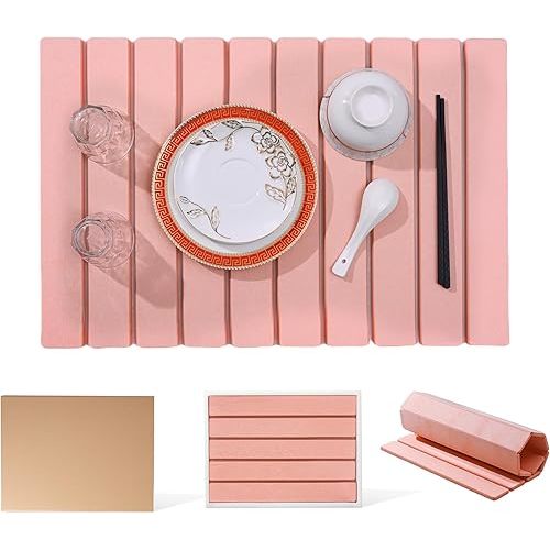 Drying Stone for Kitchen Counter, Dish Drying Stone Mat, 24"×16" Large Stone Drying Mat, Quick Absorbent Collapsible Stone Dish Drying Mat (Pink, 24*16 inch)