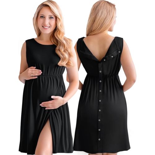 3-in-1 Labor and Delivery Gown for Hospital, Nursing Nightgown, Maternity Dress for Breastfeeding